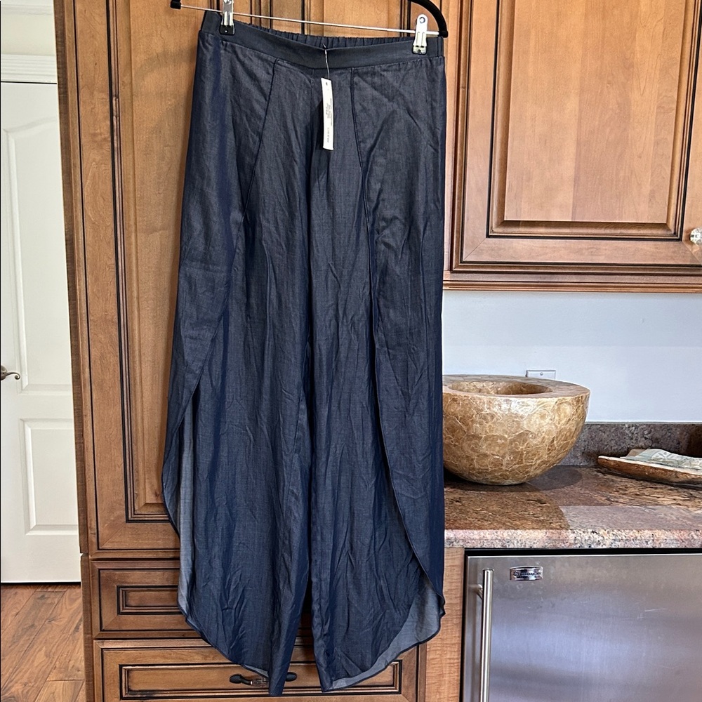 DREW Indigo Denim Wide-Leg Tulip Pants